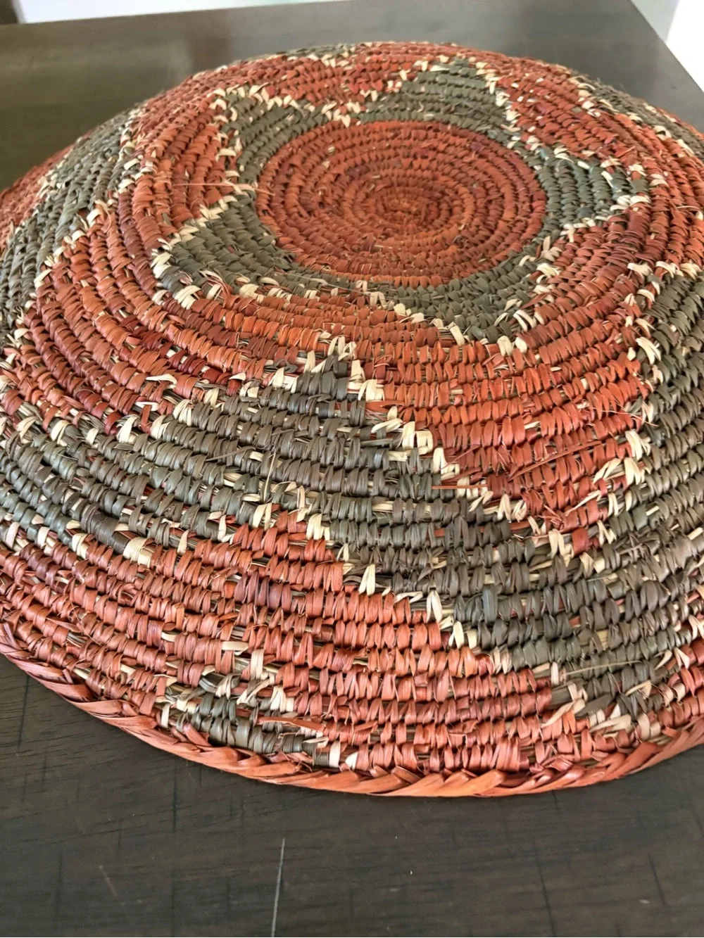 Handwoven Orange and Olive Star Pattern Decorative Basket - Home Accents